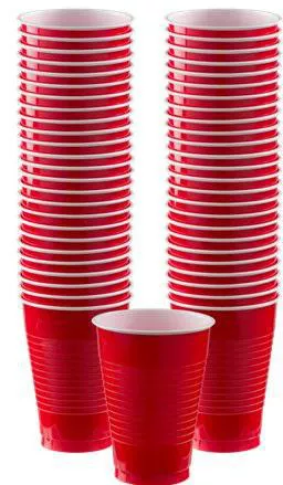 Disposable Red and White Cups x 50 51222