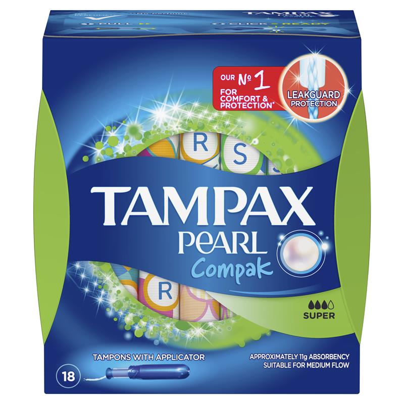 TAMPAX COMPAK PEARL SUPER + 18PK TAMPON