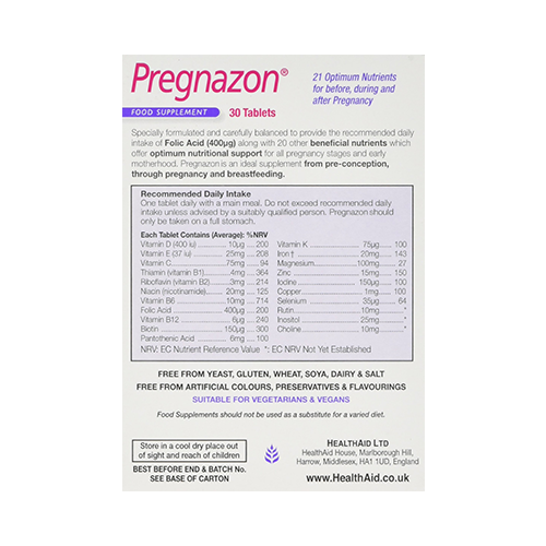 HEALTH AID PREGNAZON*30TABLETS