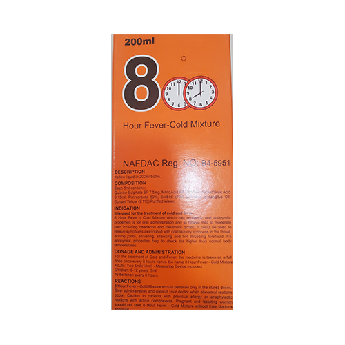 DR MONROE’ 8HR FEVER-COLD MIXTURE 200ML