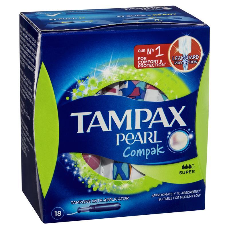 TAMPAX COMPAK PEARL SUPER + 18PK TAMPON 53808
