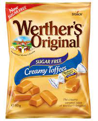 WERTHERS SUGAR FREE BAG  80G CREAMY TOFFEE 53647