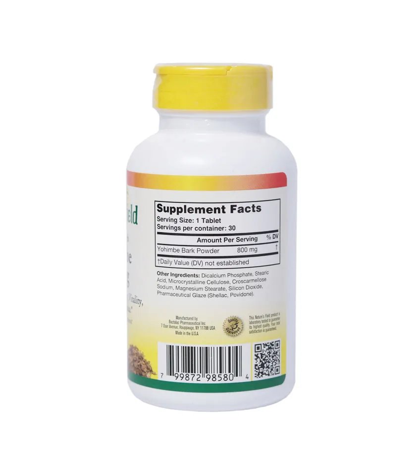 NATURE'S FIELD YOHIMBE 800MG*30TABLETS 55261